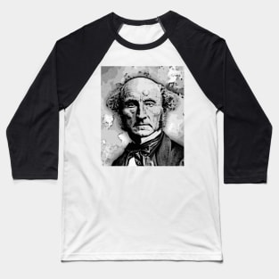 John Stuart Mill Black And White Portrait | John Stuart Mill Artwork Baseball T-Shirt